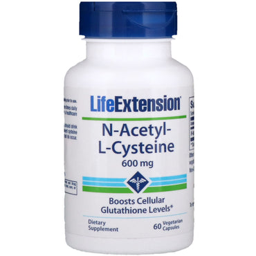 Life Extension, N-Acetil-L-Cisteína, 600 mg, 60 cápsulas vegetarianas