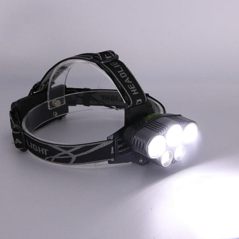 Linterna frontal LED 5 CREE XM-L T6 15000 lúmenes LED USB Luz de emergencia para caminata y acampada