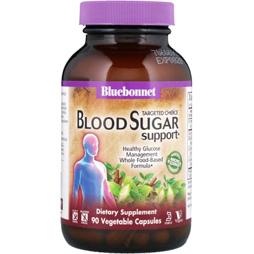 Nutrição Bluebonnet, escolha direcionada, suporte de açúcar no sangue, 90 cápsulas vegetais