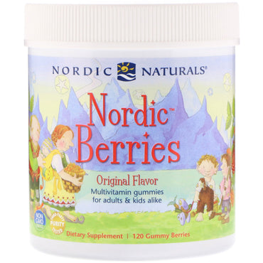 Produits naturels nordiques, baies nordiques, gommes multivitaminées, saveur originale, 120 baies gommeuses