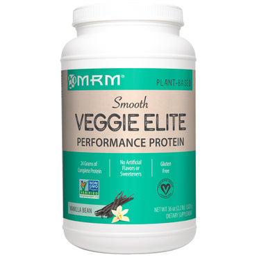 MRM, Smooth Veggie Elite, Proteína Performance, Feijão de Baunilha, 1.020 g (2,2 lbs)