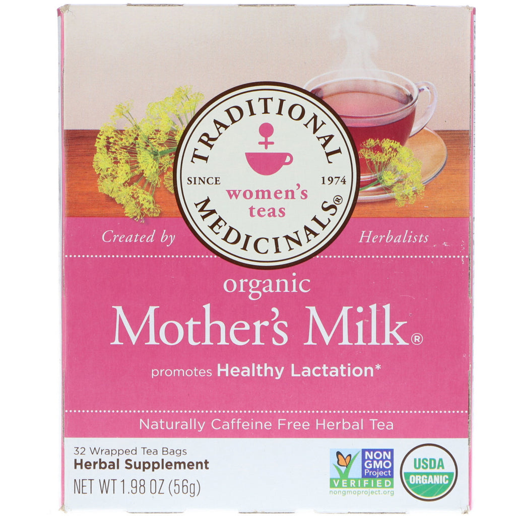 Traditionella mediciner, kvinnors teer, modersmjölk, naturligt koffeinfri, 32 inslagna tepåsar, 1,98 oz (56 g)