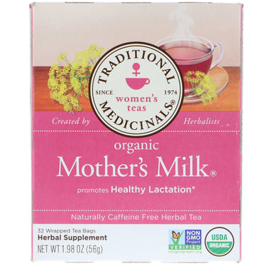 Traditional Medicinals, Women's Teas,  Mother's Milk, Naturally Caffeine Free, 32 Wrapped Tea Bags, 1.98 oz (56 g)