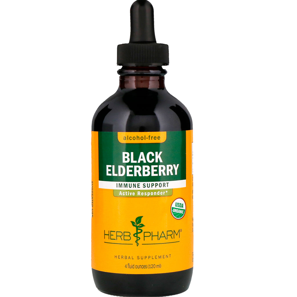 Herb Pharm, ブラック エルダーベリー、アルコールフリー、4 fl oz (120 ml)