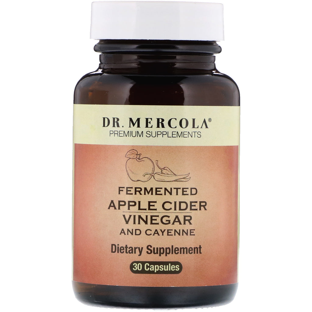 Dr. Mercola, Vinagre de sidra de manzana fermentado con cayena, 30 cápsulas