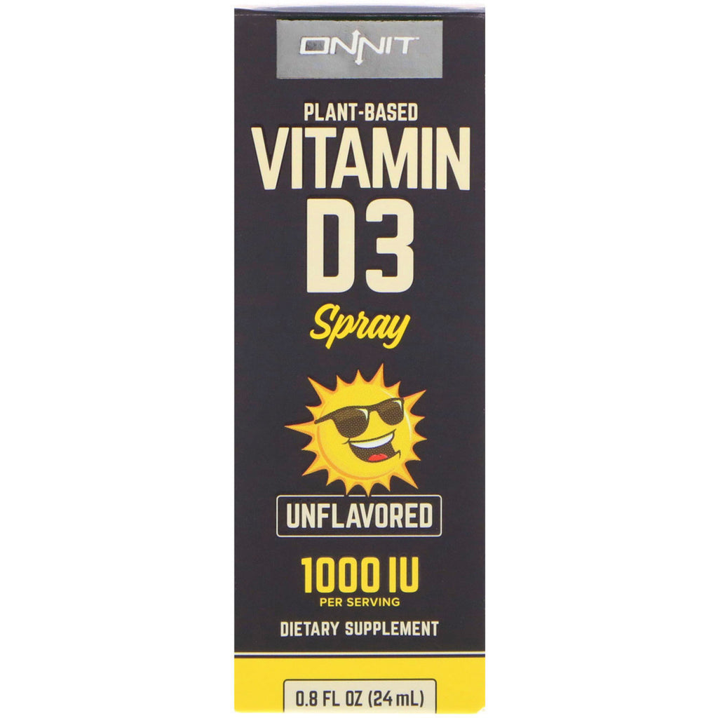 Onnit, vitamin D3 spray, uten smak, 1000 IE, 0,8 fl oz (24 ml)