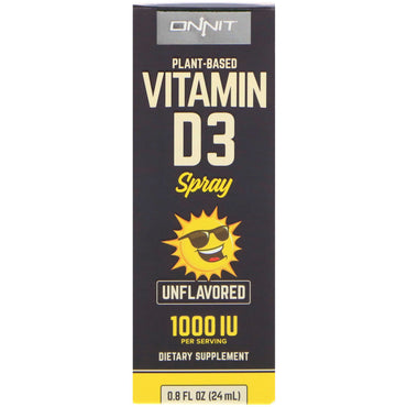 Onnit, Spray de Vitamina D3, Sem Sabor, 1000 UI, 24 ml (0,8 fl oz)