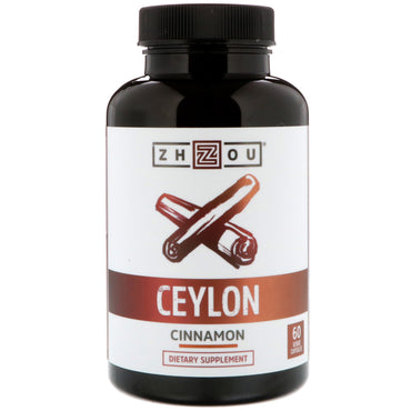 Zhou nutrition, cannelle de Ceylan, 60 capsules végétariennes