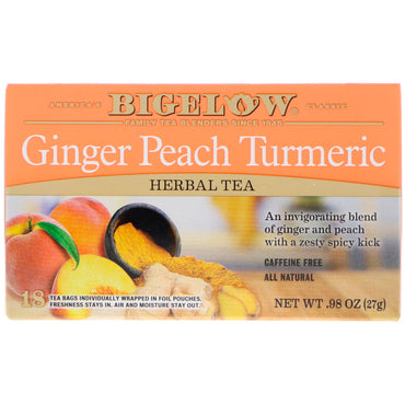 Bigelow, Herbal Tea, Ginger Peach Turmeric, 18 Tea Bags, .98 oz (27 g)