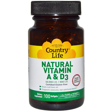 Vita di campagna, vitamina A e D3 naturali, 10.000 UI/400 UI, 100 capsule molli