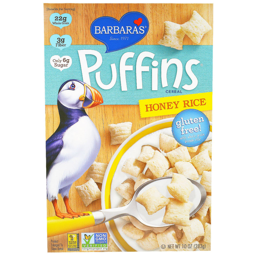 Barbara's Bakery, Puffins Cereal, Honey Rice, 10 oz (283 g)
