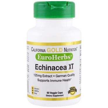 California Gold Nutrition, Extrato de Equinácea, EuroHerbs, 125 mg, 60 Cápsulas Vegetais