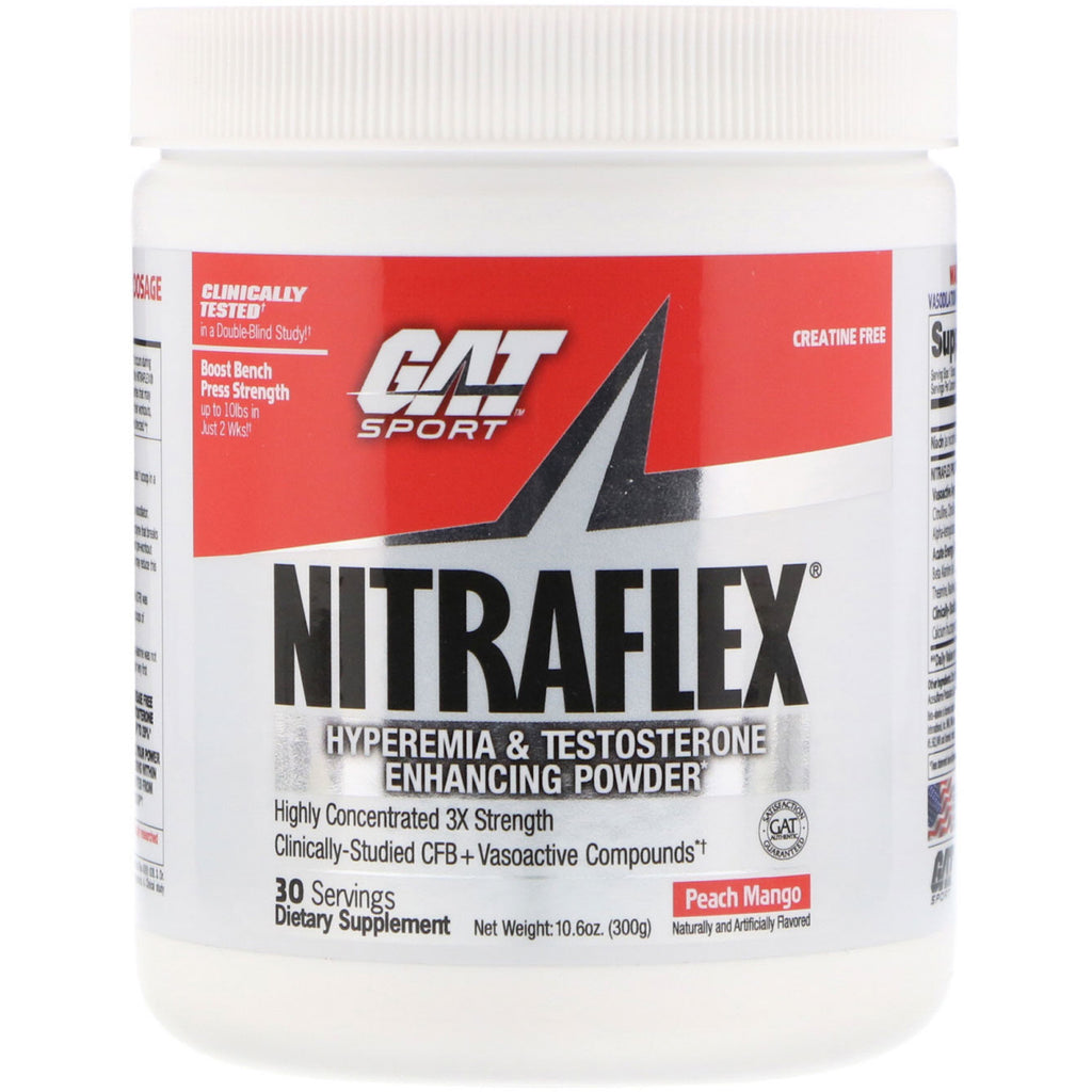 GAT, Nitraflex, พีชมะม่วง, 10.6 ออนซ์ (300 กรัม)