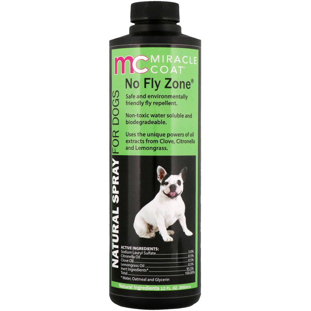 Miracle Care, Miracle Coat, Natural Spray dla psów, Strefa zakazu much, 12 fl oz (355 ml)