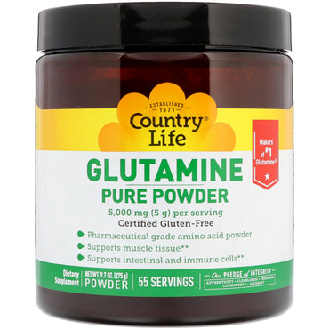 Country Life, puur glutaminepoeder, 5.000 mg, 275 g
