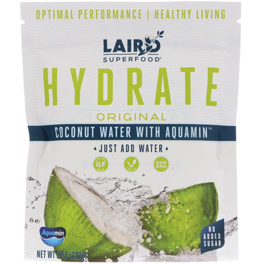 Laird Superfood, Hydrate, Original, Eau de coco avec Aquamin, 8 oz (227 g)