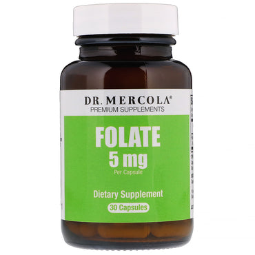 Dr. Mercola, Folato, 5 mg, 30 cápsulas