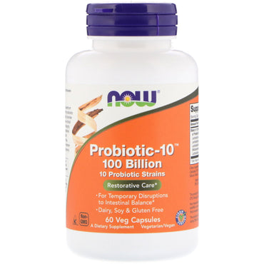 Now Foods, Probiótico-10, 100 mil millones, 60 cápsulas vegetales