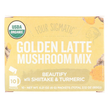 Four Sigmatic, Golden Latte, Mistura de Cogumelos, 10 Pacotes, 6 g (0,21 oz) Cada
