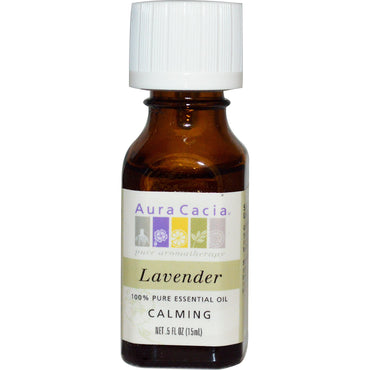 Aura Cacia, 100 % ren essensiell olje, lavendel, 0,5 fl oz (15 ml)