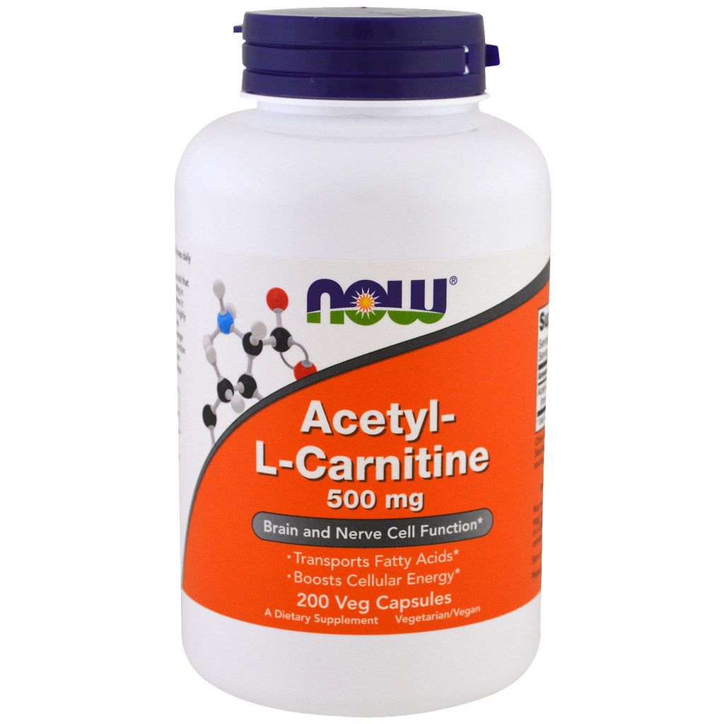 Nu voedingsmiddelen, Acetyl-L-carnitine, 500 mg, 200 vegetarische capsules