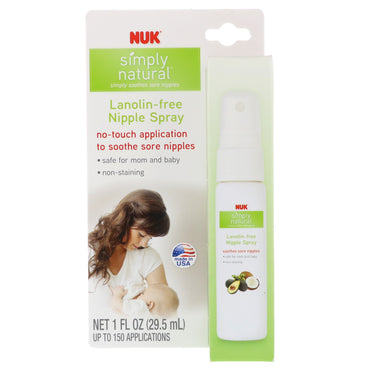 NUK, Simply Natural, sem lanolina, spray para mamilos, 29,5 ml (1 fl oz)