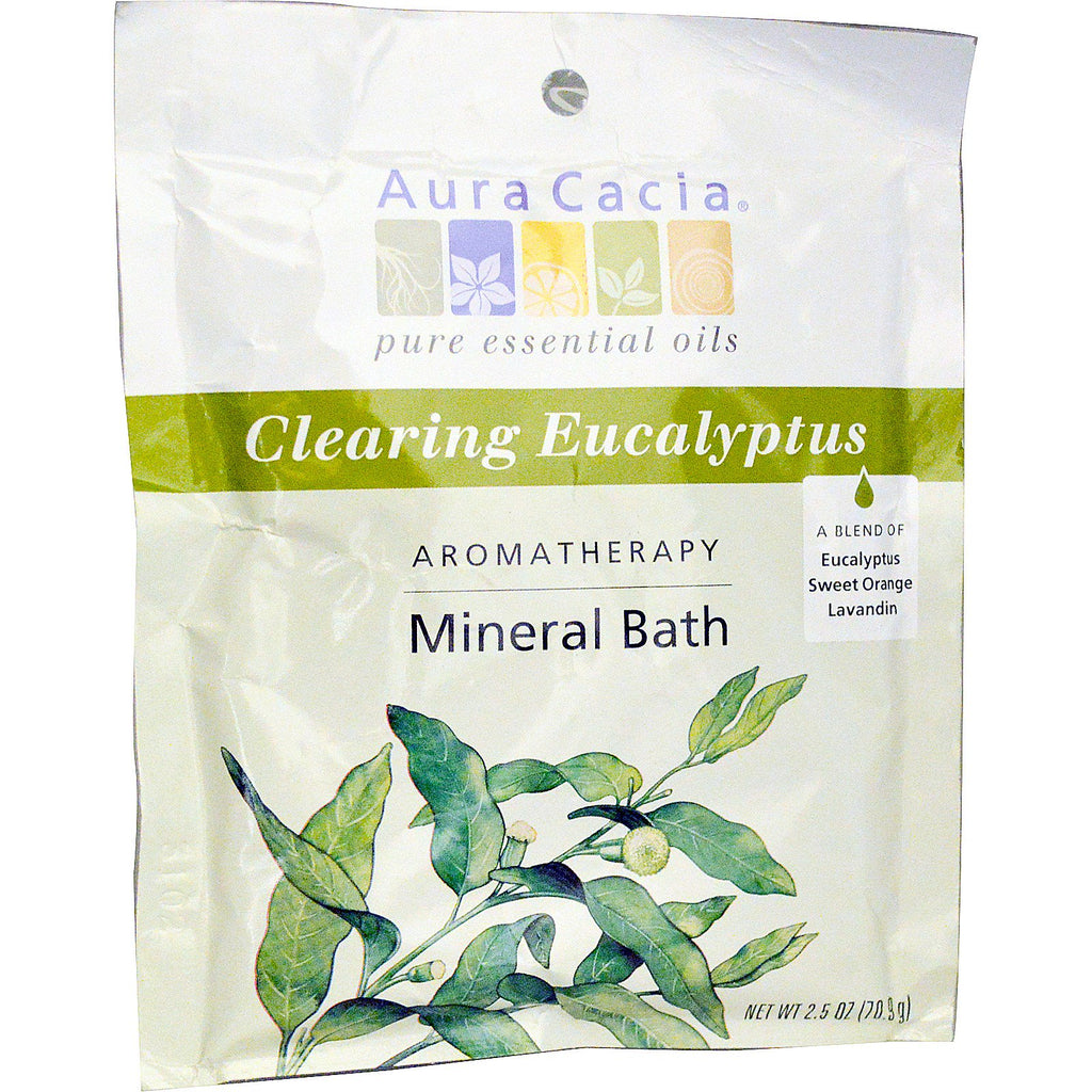 Aura Cacia, mineraalbad met aromatherapie, zuiverende eucalyptus, 2,5 oz (70,9 g)