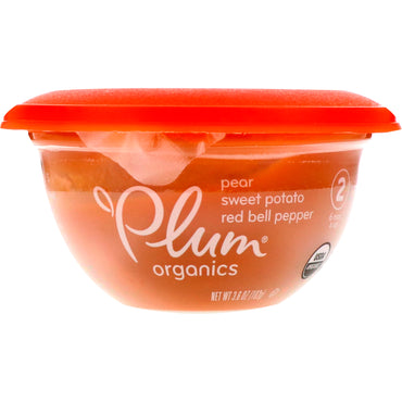 Plum's Baby Bowl المرحلة 2، كمثرى، بطاطا حلوة، فلفل أحمر حلو، 3.6 أونصة (102 جم)