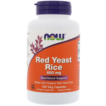 Now Foods, Levadura de arroz roja, 600 mg, 120 cápsulas vegetales