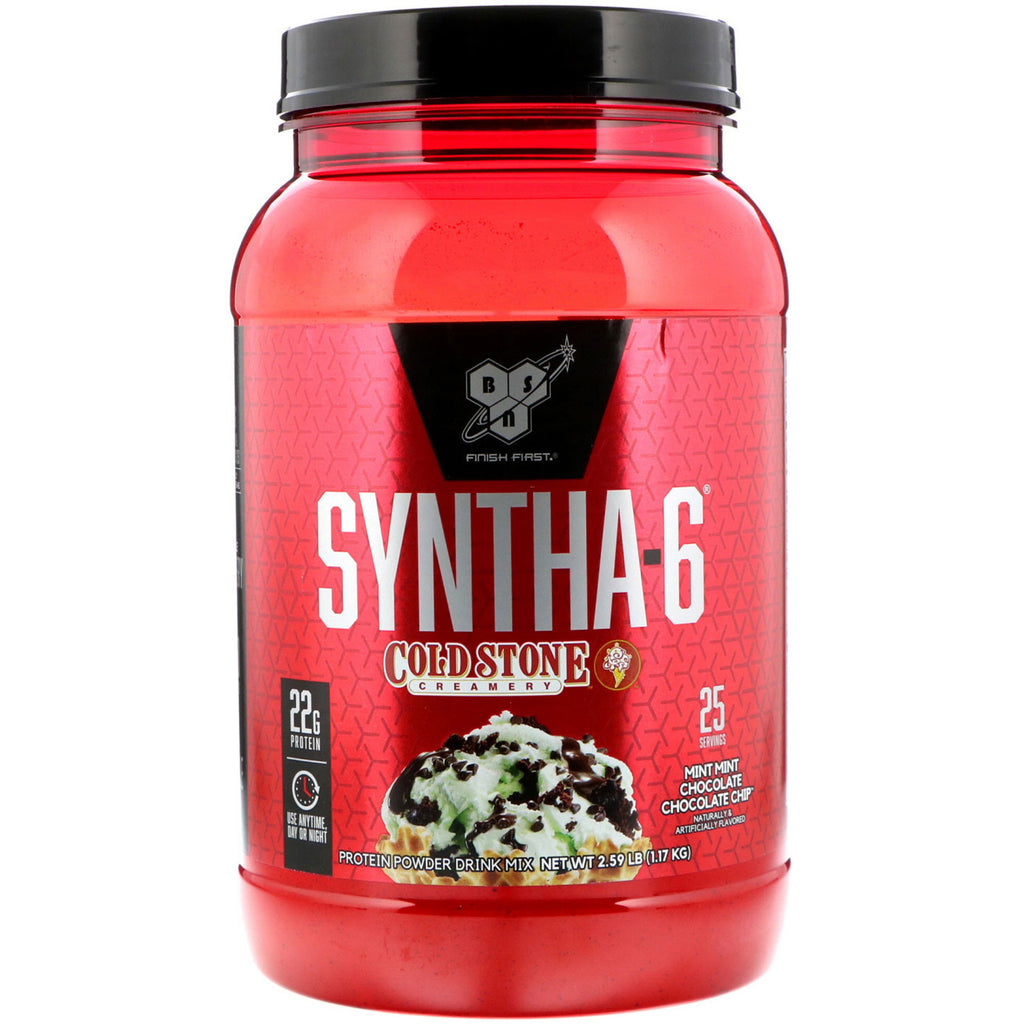 BSN, Syntha-6, śmietanka Cold Stone, kawałki czekolady miętowo-miętowej, 2,59 funta (1,17 kg)