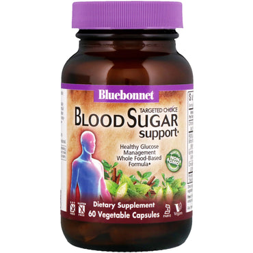 Nutrição Bluebonnet, escolha direcionada, suporte de açúcar no sangue, 60 cápsulas vegetais
