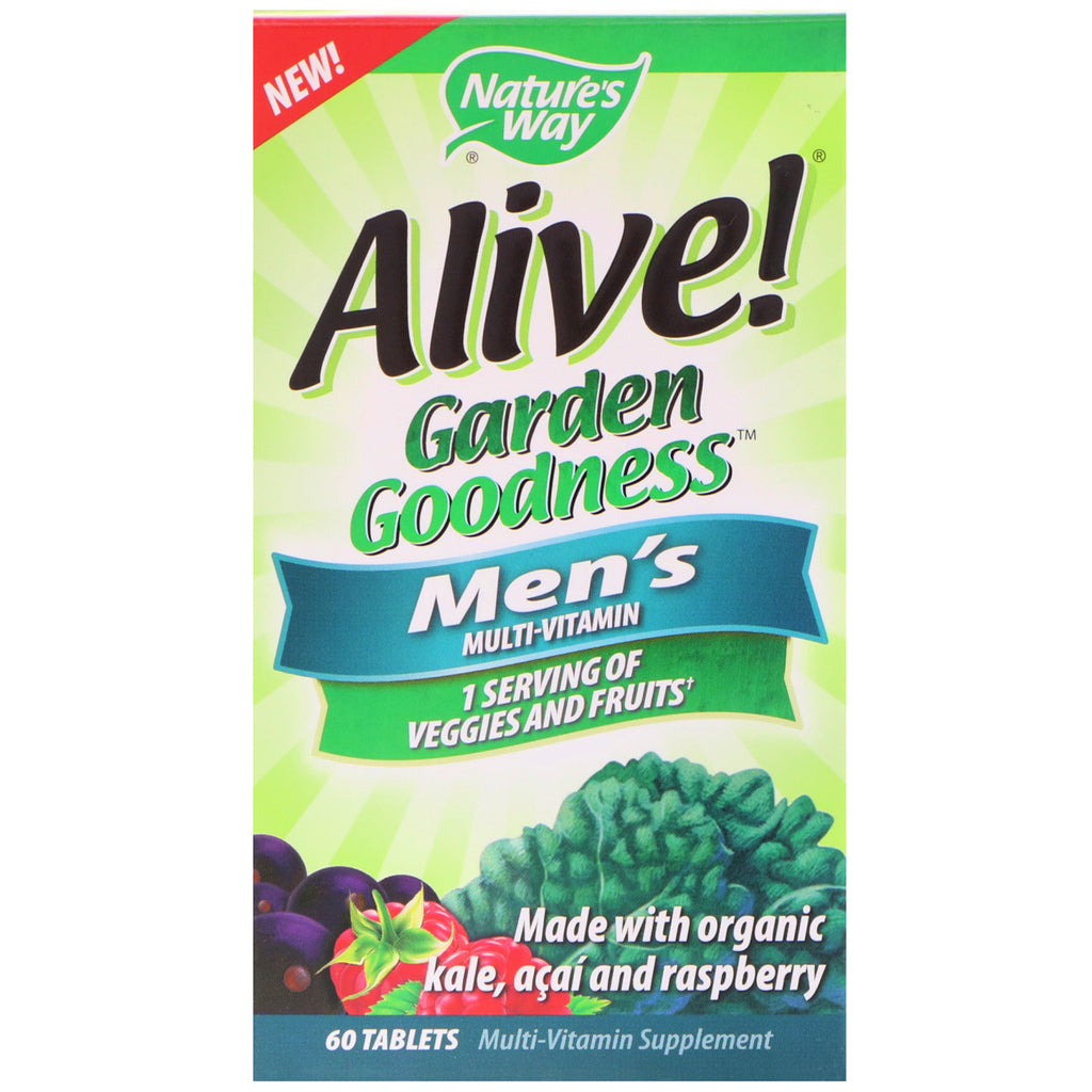 Nature's Way, Alive!、Garden Goodness、男性用マルチビタミン、60 錠