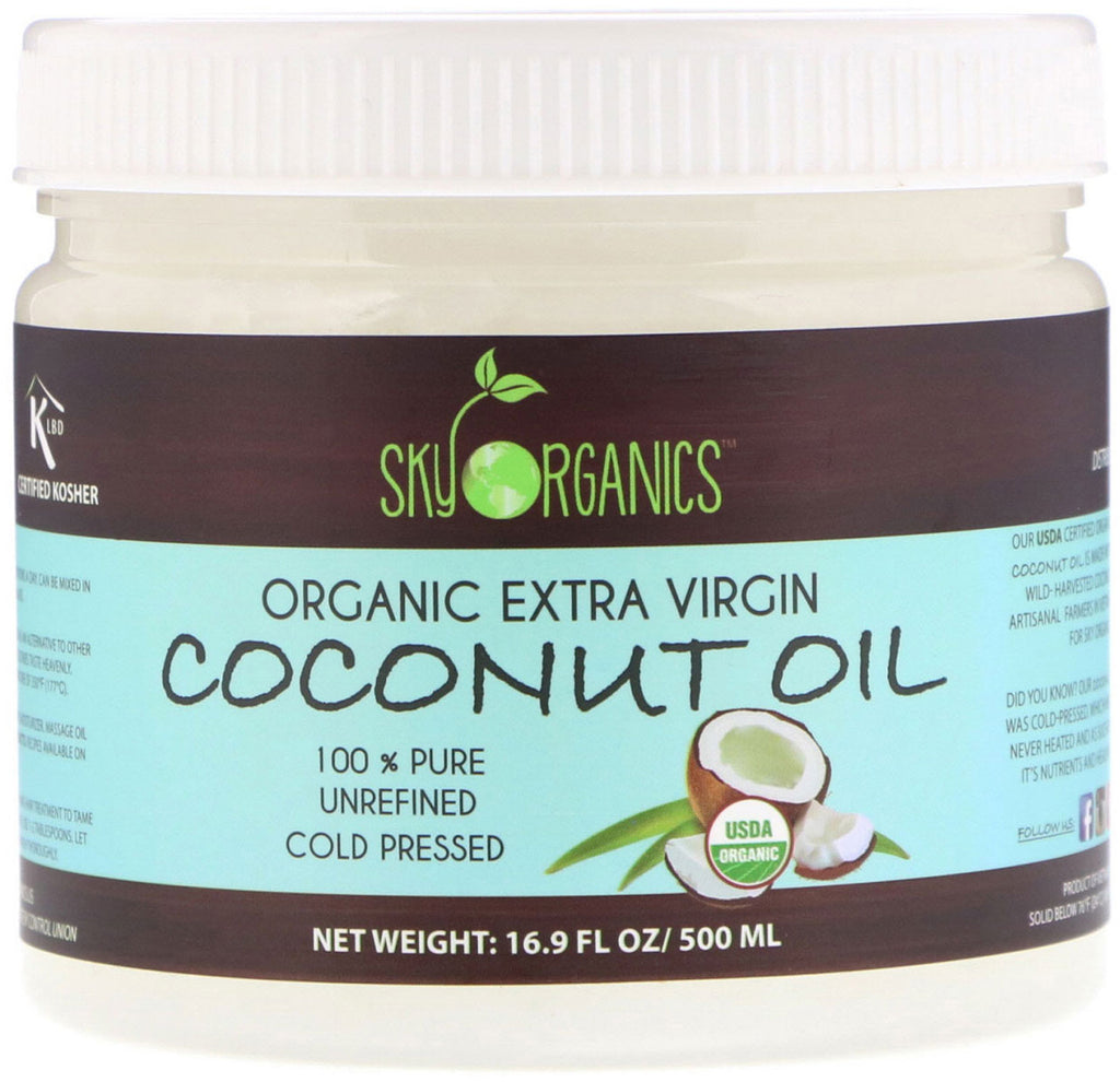 Sky s,  Extra Virgin Coconut Oil, 100% Pure Unrefined, Cold Pressed, 16.9 fl oz (500 ml)