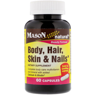 Mason natural, corpo, cabelo, pele e unhas, 60 cápsulas