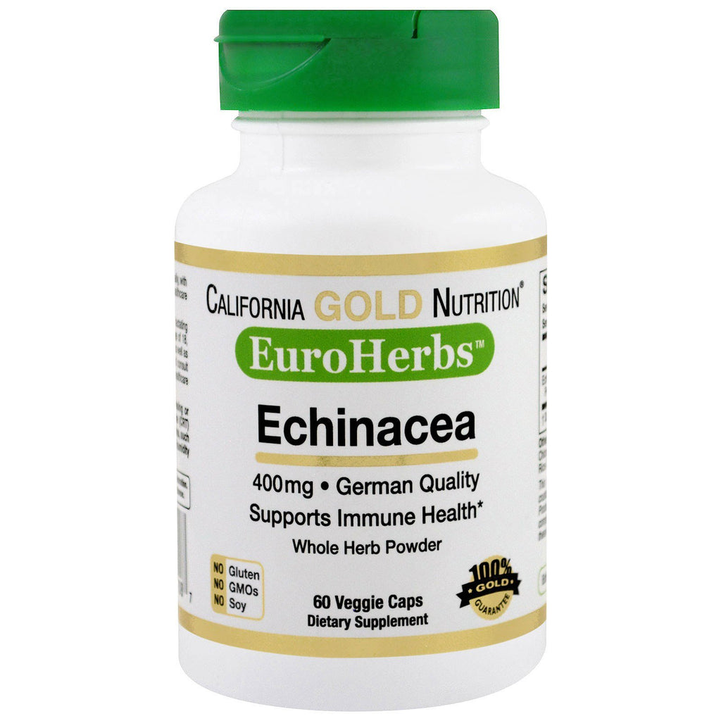 California Gold Nutrition, Echinacea, EuroHerbs, Całe Zioła w Proszku, 400 mg, 60 Kapsułek Wegańskich
