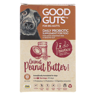 Fidobiotics, Good Guts, Daily Probiotic, For Big Mutts, Coconut Peanut Butter, 12 Billion CFUs, 1.4 oz (40 g)