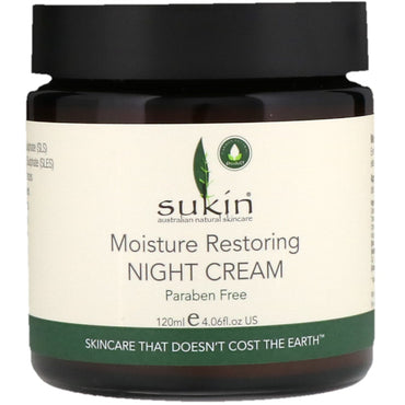 Sukin, Crème de nuit réparatrice d'humidité, 4,06 fl oz (120 ml)