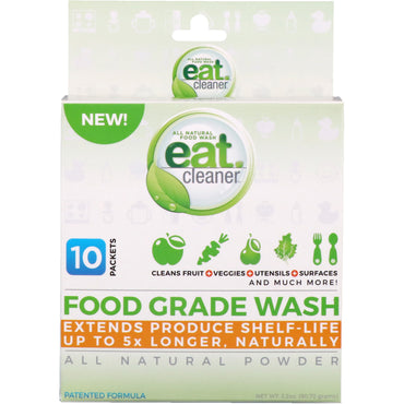 Eat Cleaner, limpiador de calidad alimentaria, polvo totalmente natural, 10 paquetes, 3,2 oz (90,72 g)