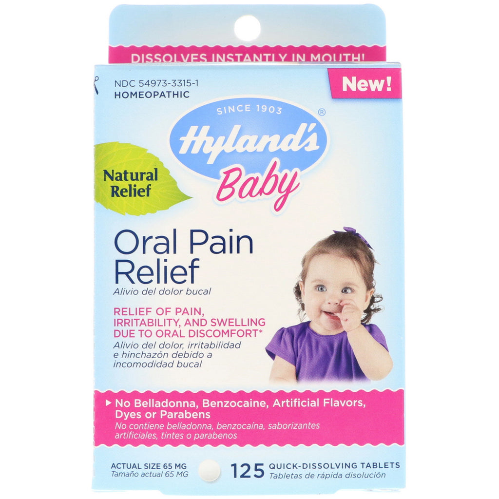 Hyland's, Baby, oral smärtlindring, 125 snabbupplösande tabletter