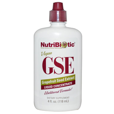 NutriBiotic, ekstrakt z nasion grejpfruta GSE, płynny koncentrat, 4 uncje (118 ml)