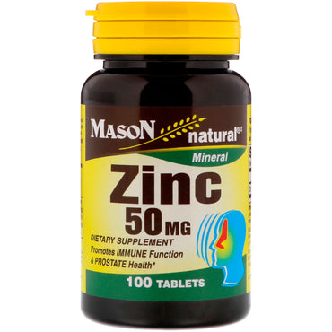 Mason Natural, Zink, 50 mg, 100 tabletter