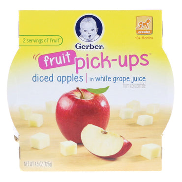 Gerber Fruit Pick-Ups Crawler 10+ luni Mere tăiate cubulețe în suc de struguri albi 4,5 oz (128 g)