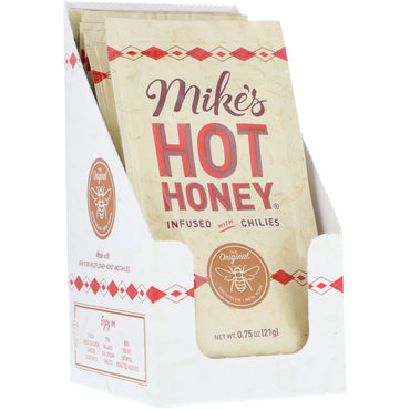 Mike's Hot Honey, doordrenkt met chilipepers, 12 pakjes, elk 0,75 oz (21 g)
