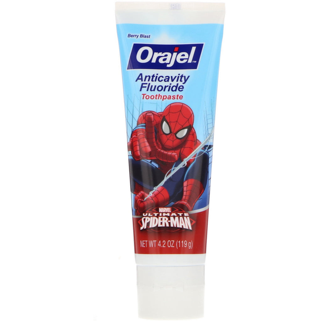 Orajel, マーベル アルティメット スパイダーマン、虫歯予防フッ素配合歯磨き粉、ベリー ブラスト、4.2 オンス (119 g)