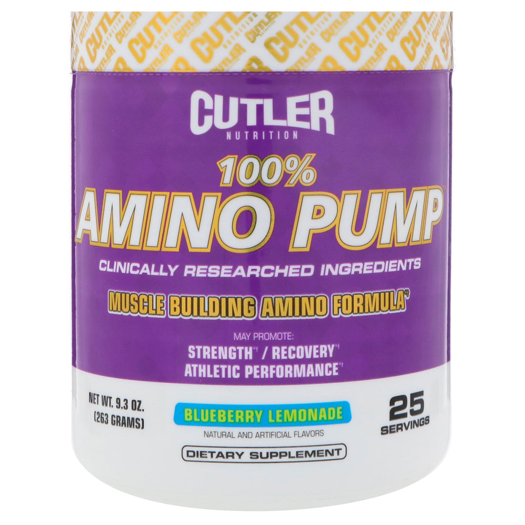 Cutler Nutrition, 100% Amino Pump, Limonadă de afine, 9,3 oz (263 g)