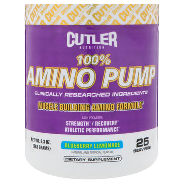 Cutler Nutrition, 100% Amino Pump, Limonada de Mirtilo, 263 g (9,3 oz)