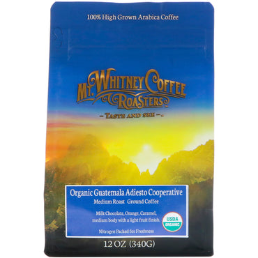 Mt. Whitney Coffee Roasters, Coopérative Guatemala Adiesto, Café en grains de torréfaction moyenne, 12 oz (340 g)