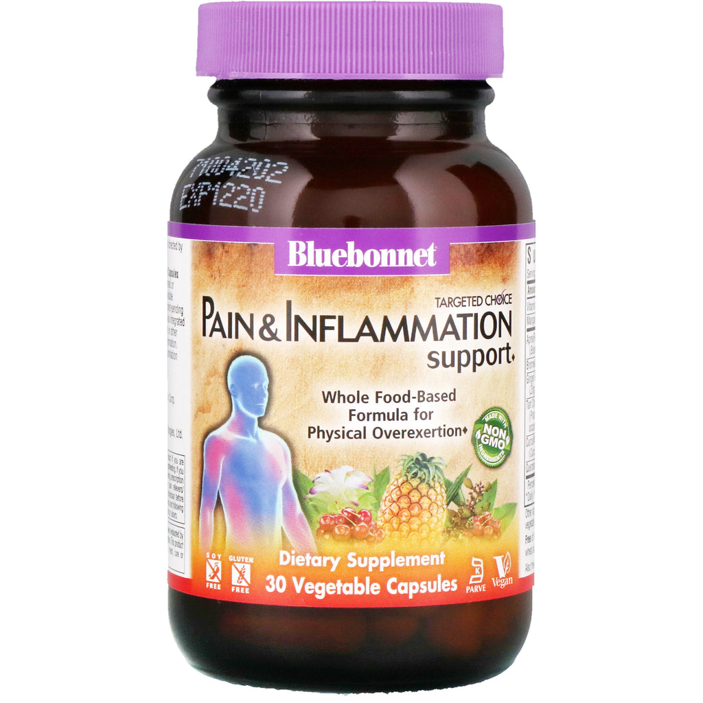 Nutrição Bluebonnet, escolha direcionada, suporte para dor e inflamação, 30 cápsulas vegetais