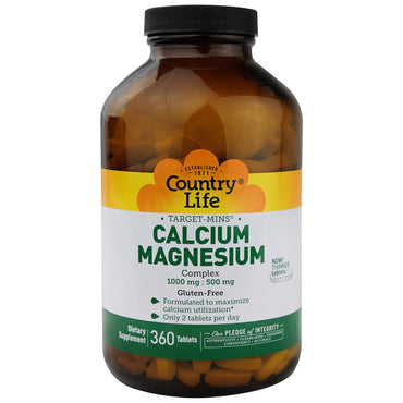 Country Life, Target-Mins, complejo de calcio y magnesio, 360 comprimidos