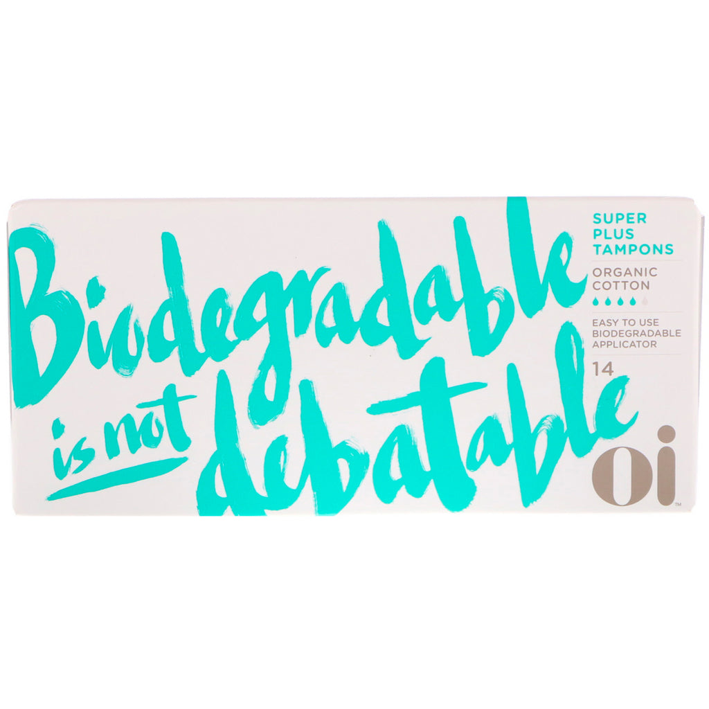 Oi,  Cotton Tampons, Biodegradable, Super Plus, 14 Tampons